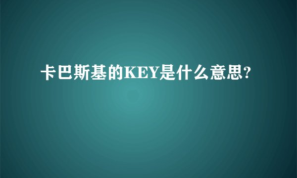 卡巴斯基的KEY是什么意思?