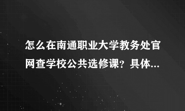 怎么在南通职业大学教务处官网查学校公共选修课？具体.................