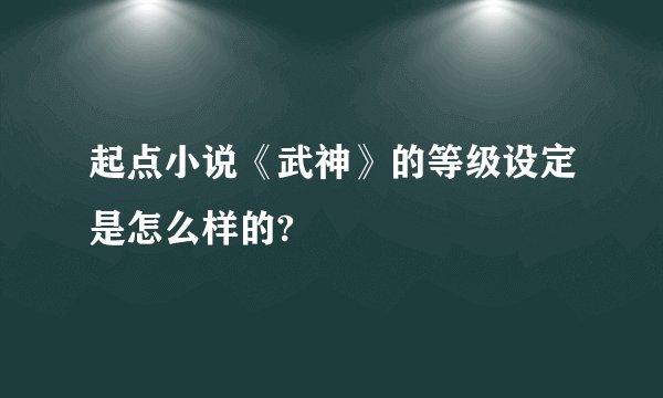 起点小说《武神》的等级设定是怎么样的?