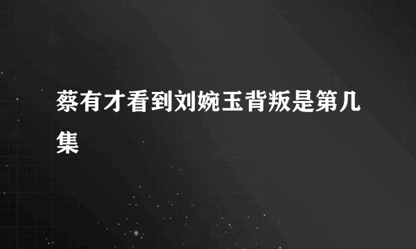 蔡有才看到刘婉玉背叛是第几集