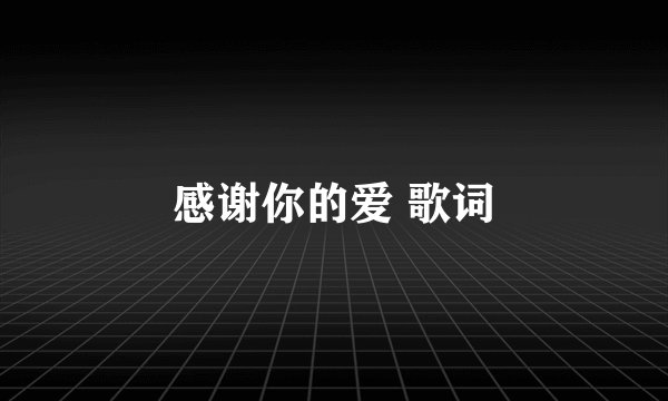 感谢你的爱 歌词