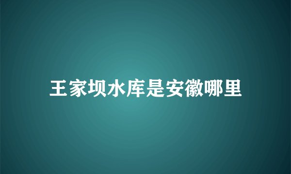 王家坝水库是安徽哪里
