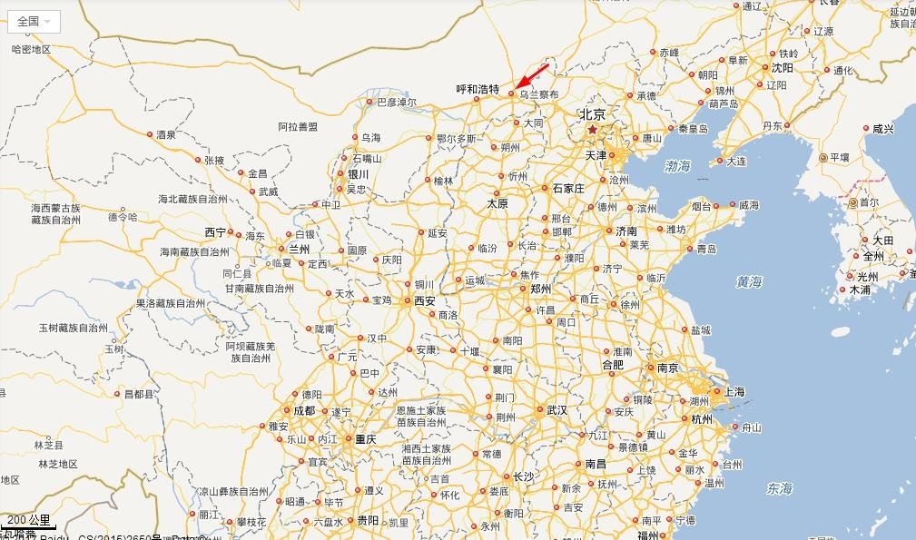 集宁在中国地图上的位置