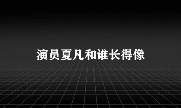 演员夏凡和谁长得像