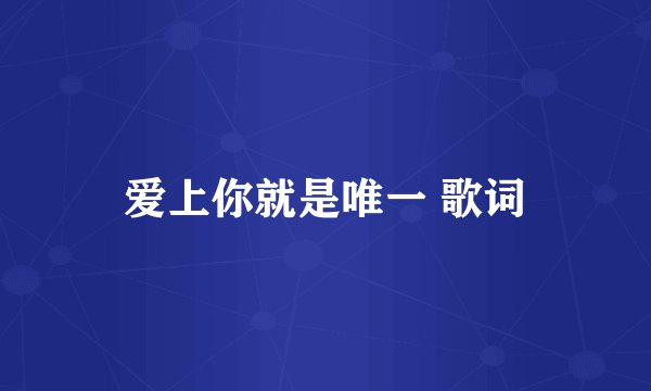 爱上你就是唯一 歌词