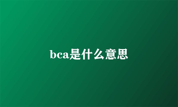 bca是什么意思