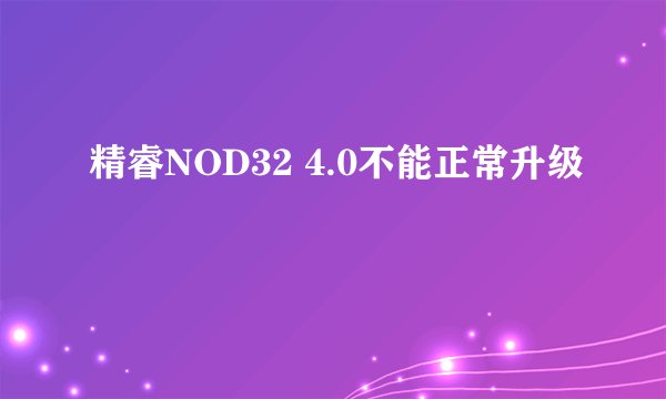 精睿NOD32 4.0不能正常升级