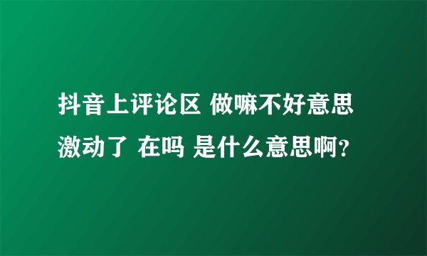 抖音上评论区 做嘛不好意思激动了 在吗 是什么意思啊？