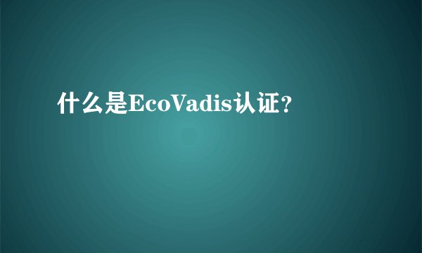 什么是EcoVadis认证？