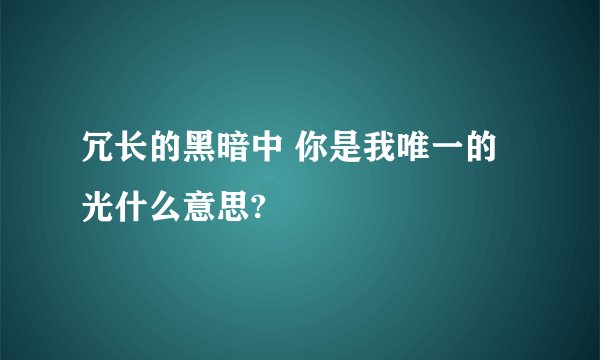 冗长的黑暗中 你是我唯一的光什么意思?
