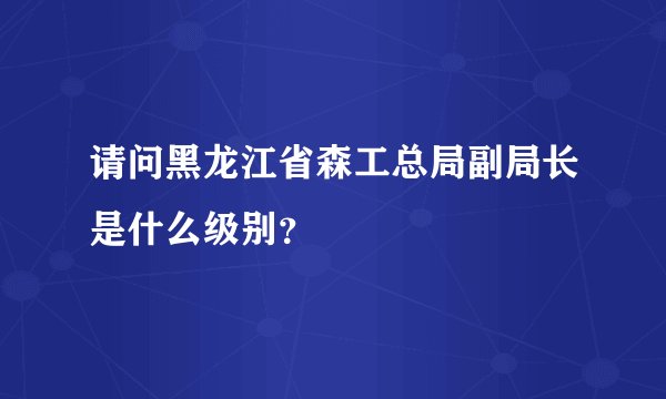 请问黑龙江省森工总局副局长是什么级别？