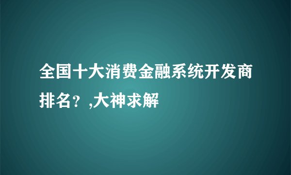 全国十大消费金融系统开发商排名？,大神求解