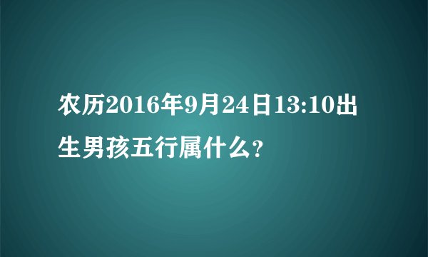 农历2016年9月24日13:10出生男孩五行属什么？