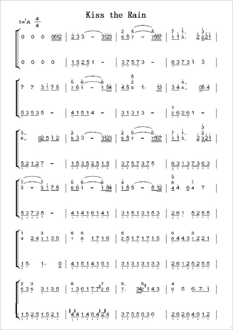 kiss the rain的数字简谱？