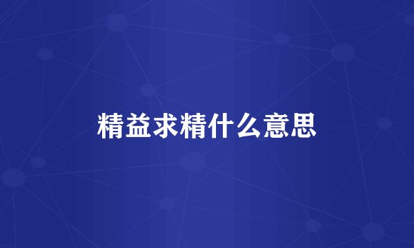 精益求精什么意思