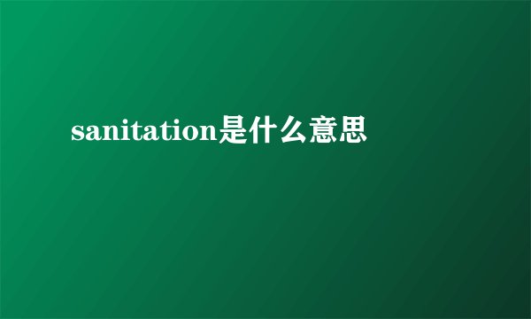 sanitation是什么意思