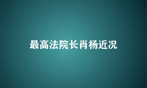 最高法院长肖杨近况