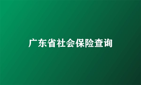 广东省社会保险查询