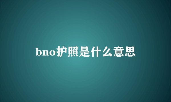 bno护照是什么意思
