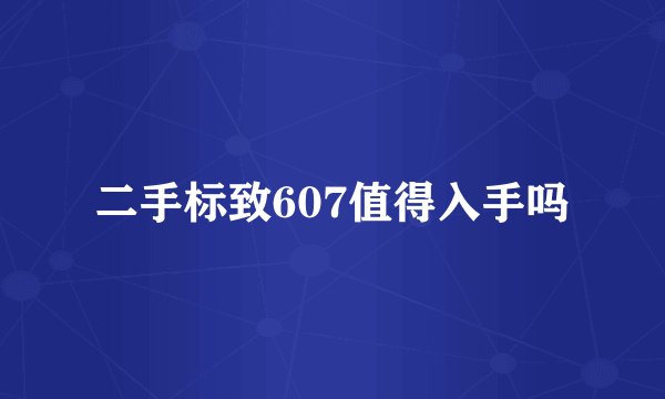 二手标致607值得入手吗