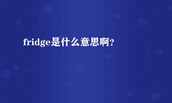 fridge是什么意思啊？