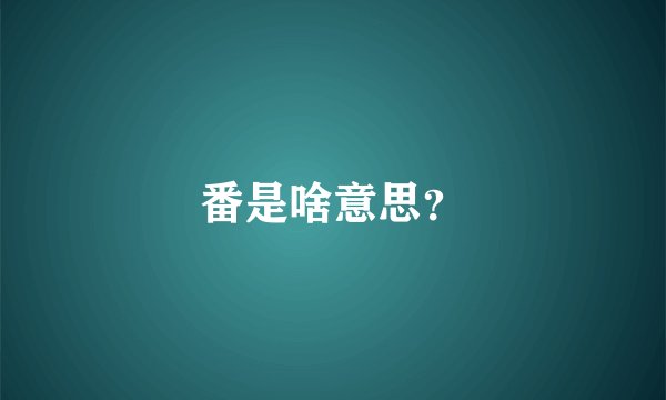 番是啥意思？