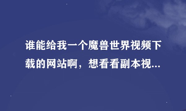 谁能给我一个魔兽世界视频下载的网站啊，想看看副本视频，谢谢各位好心人士啊
