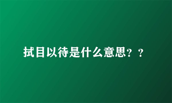 拭目以待是什么意思？？