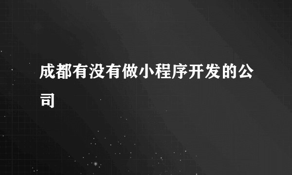 成都有没有做小程序开发的公司
