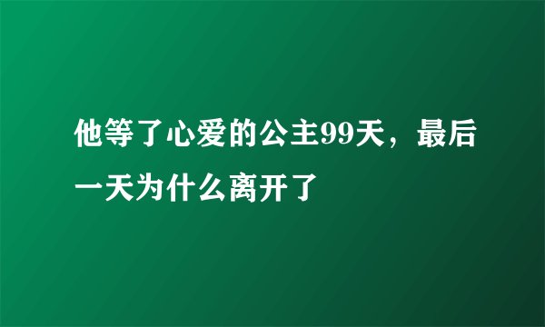他等了心爱的公主99天，最后一天为什么离开了