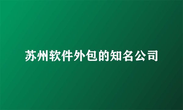 苏州软件外包的知名公司