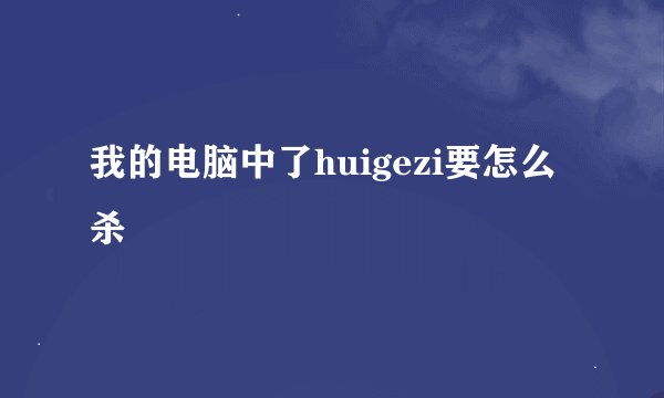 我的电脑中了huigezi要怎么杀