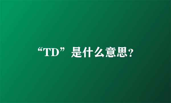 “TD”是什么意思？