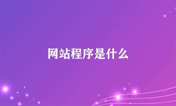 网站程序是什么