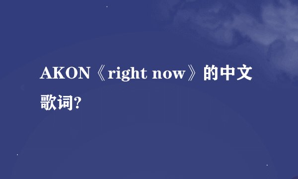 AKON《right now》的中文歌词?