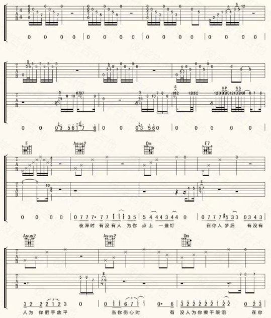 求果木浪子第三套教学里《难道》扫弦版吉他谱