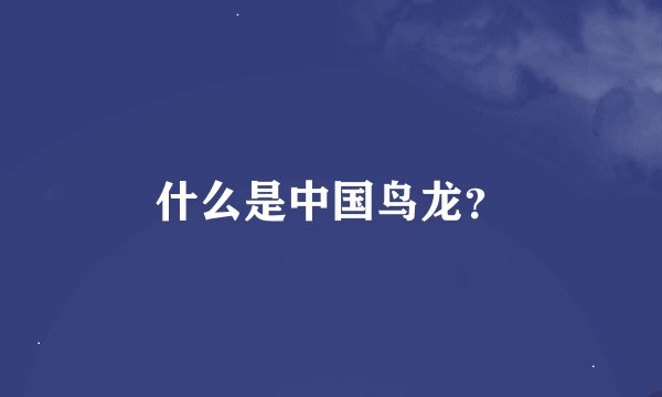 什么是中国鸟龙？