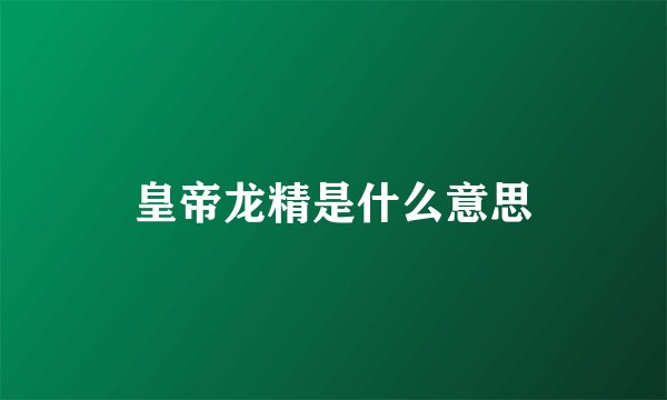 皇帝龙精是什么意思
