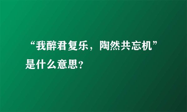 “我醉君复乐，陶然共忘机”是什么意思？