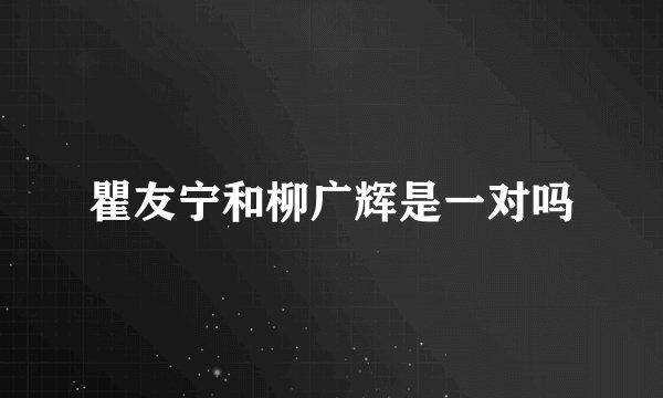 瞿友宁和柳广辉是一对吗