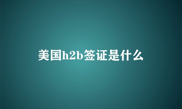 美国h2b签证是什么