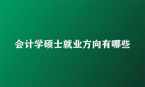 会计学硕士就业方向有哪些