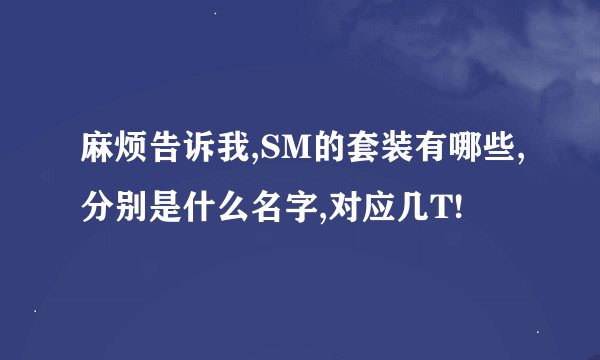 麻烦告诉我,SM的套装有哪些,分别是什么名字,对应几T!