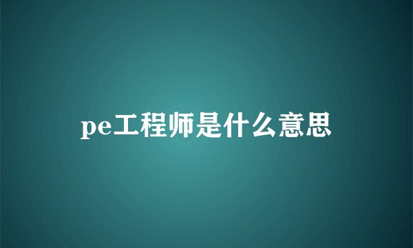 pe工程师是什么意思