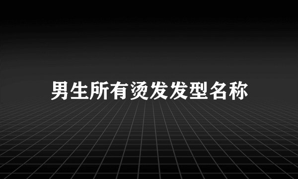 男生所有烫发发型名称