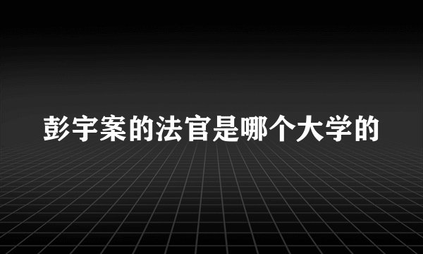 彭宇案的法官是哪个大学的