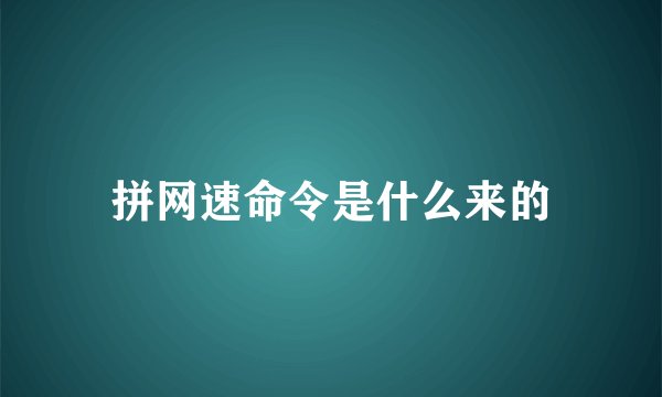 拼网速命令是什么来的