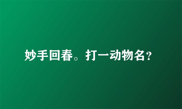 妙手回春。打一动物名？
