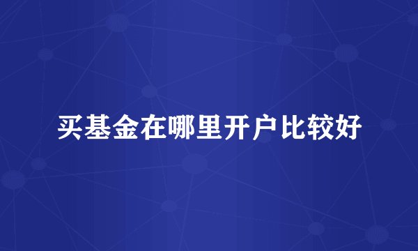 买基金在哪里开户比较好