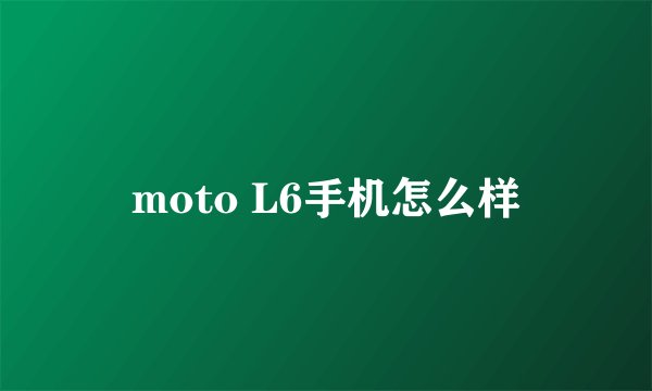 moto L6手机怎么样